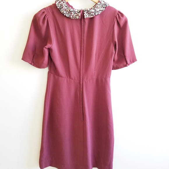 Rich, wine colored rhinestone collar dress - Picture 2 of 3